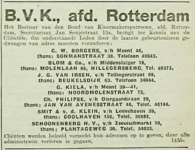 Artikel 'Bond van Kleermakerspatroons, afdeling Rotterdam' uit  van  dec 
