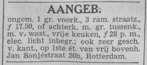 Artikel 'Aangeboden' uit Rotterdamsch nieuwsblad van 2 mei 1904

