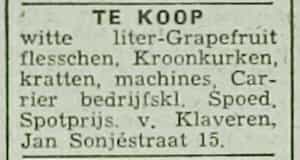 Artikel 'Te koop' uit Algemeen Dagblad van 1 mei 1970
