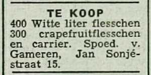 Artikel 'Te koop' uit Algemeen Dagblad van 1 mei 1970
