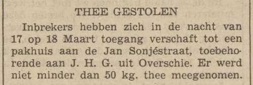 Artikel 'Thee gestolen' uit  van  dec 
