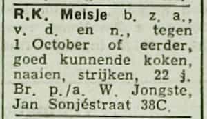 Artikel 'Rooms Katholiek Meisje' uit De Maasbode van 28 okt 1926
