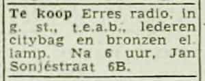 Artikel 'Te koop' uit Algemeen Dagblad van 1 mei 1970
