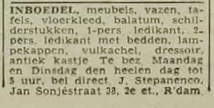 Artikel 'Inboedel,' uit Algemeen Dagblad van 1 mei 1970

