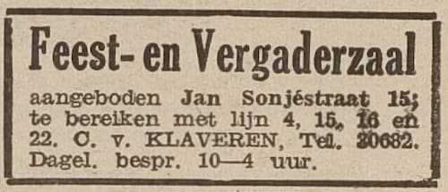 Artikel 'Feest- en Vergaderzaal' uit Rotterdamsch nieuwsblad van 2 mei 1904
