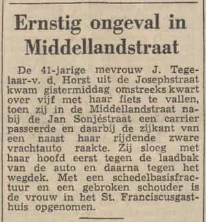 Artikel 'Ernstig ongeval in Middellandstraat' uit  van  dec 
