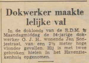 Artikel 'Dokwerker maakte lelijke val' uit  van  dec 
