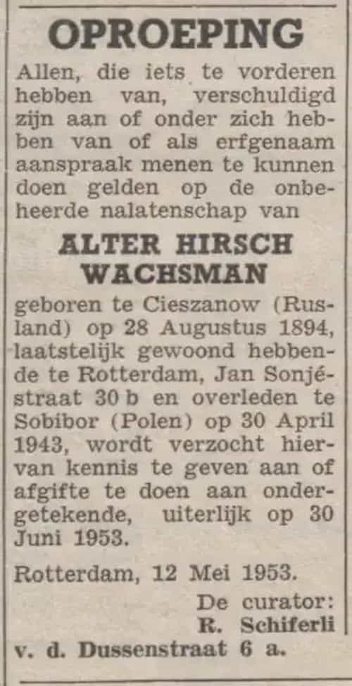 Artikel 'Oproeping' uit Het Rotterdamsch parool van 6 feb 1964
