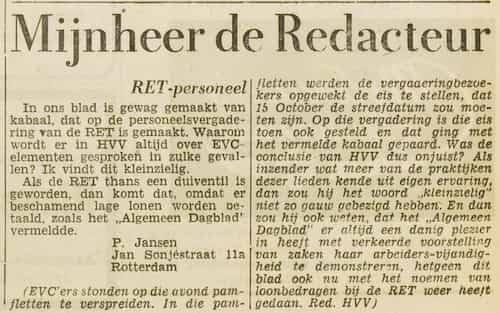 Artikel 'Mijnheer de Redacteur' uit  van  dec 
