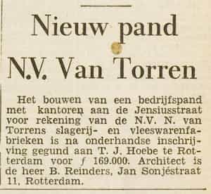 Artikel 'Nieuw pand N.V. Van Torren' uit  van  dec 
