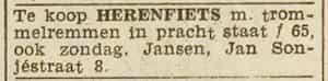 Artikel 'herenfiets' uit Algemeen Dagblad van 1 mei 1970
