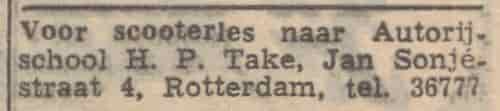 Artikel 'Voor scooterles' uit Rotterdamsch nieuwsblad van 17 mei 1939