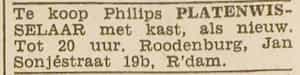 Artikel 'platenwisselaar' uit Algemeen Dagblad van 1 mei 1970
