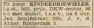 Artikel 'kinderdriewieler,' uit Algemeen Dagblad van 1 mei 1970
