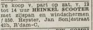 Artikel 'Heinkel scooter' uit Algemeen Dagblad van 1 mei 1970
