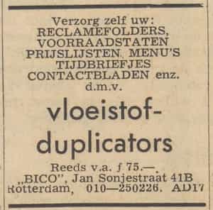 Artikel 'vloeistof-duplicators' uit Algemeen Dagblad van 1 mei 1970
