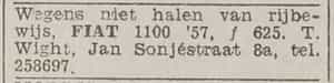 Artikel 'Fiat 1100 1957,' uit Algemeen Dagblad van 1 mei 1970
