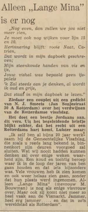 Artikel 'Alleen „Lange Mina” is er nog' uit Het Rotterdamsch parool van 6 feb 1964
