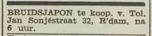 Artikel 'Bruidsjapon' uit Algemeen Dagblad van 1 mei 1970
