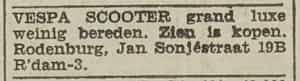 Artikel 'Vespa scooter' uit Algemeen Dagblad van 1 mei 1970
