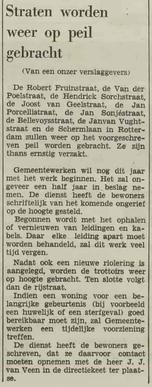 Artikel 'Straten worden weer op peil gebracht' uit  van  dec 
