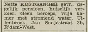 Artikel 'kostganger' uit Rotterdamsch nieuwsblad van 2 mei 1904
