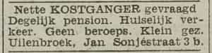Artikel 'kostganger' uit Rotterdamsch nieuwsblad van 2 mei 1904
