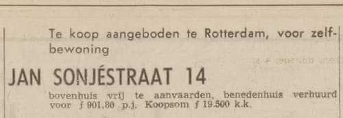 Artikel 'Te koop aangeboden te Rotterdam, voor zelfbewoning' uit Rotterdamsch nieuwsblad van 2 mei 1904
