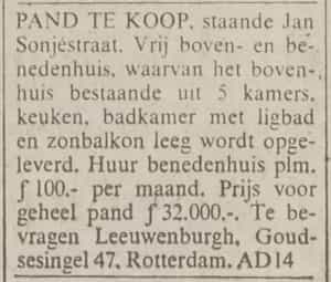Artikel 'Pand te koop,' uit Rotterdamsch nieuwsblad van 2 mei 1904
