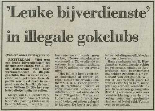 Artikel '‘Leuke bijverdienste’ in illegale gokclubs' uit  van  dec 
