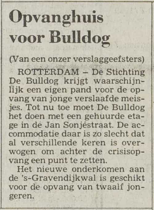 Artikel 'Opvanghuis voor Bulldog' uit  van  dec 
