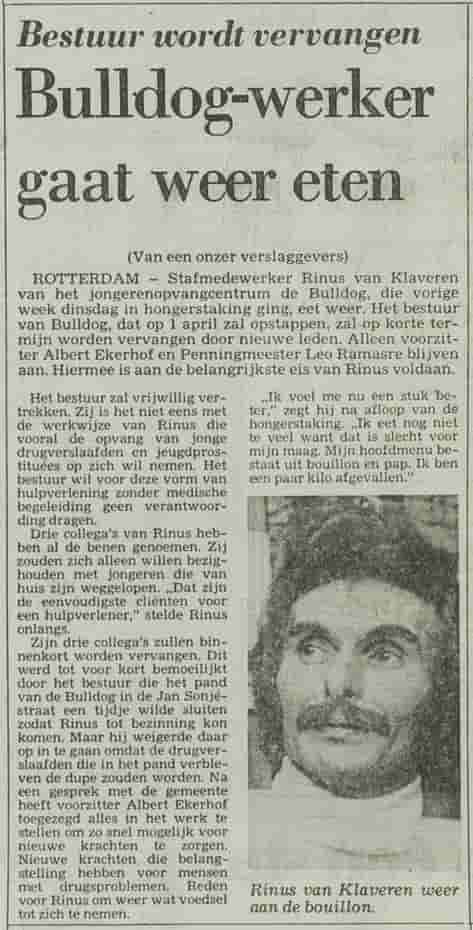 Artikel 'Bulldog-werker gaat weer eten' uit  van  dec 
