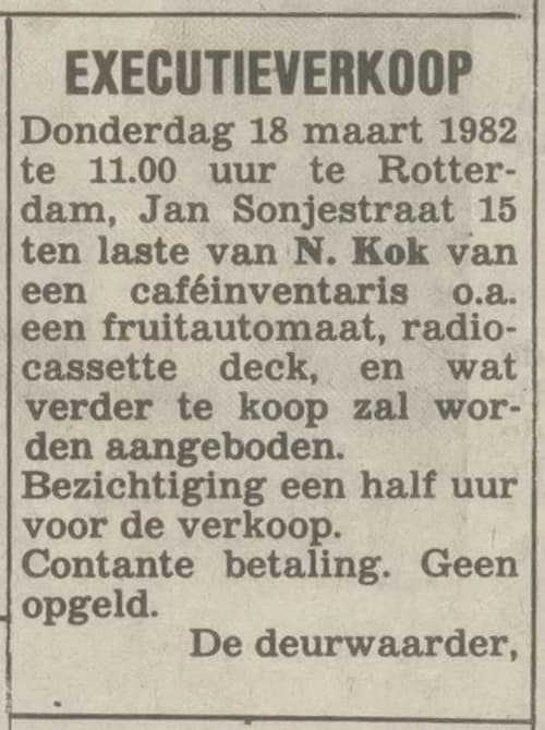 Artikel 'Executieverkoop' uit Algemeen Dagblad van 1 mei 1970
