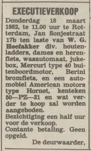 Artikel 'Executieverkoop' uit Algemeen Dagblad van 1 mei 1970
