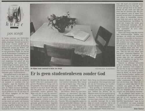 Artikel 'Er is geen studentenleven zonder God' uit Algemeen Dagblad van 1 mei 1970
