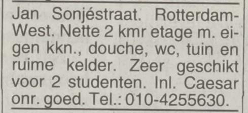 Artikel 'Jan Sonjéstraat. Rotterdam-West.' uit Het Vrije Volk van 9 feb 1949
