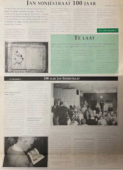 Artikel 'Jan Sonjéstraat 100 jaar' uit Het Rotterdamsch parool van 6 feb 1964
