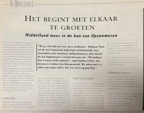 Artikel 'Het begint met elkaar te groeten' uit  van  dec 
