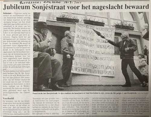 Artikel 'Jubileum Sonjéstraat voor het nageslacht bewaard' uit  van  dec 
