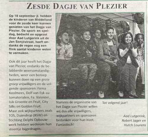 Artikel 'Zesde Dagje van Plezier' uit  van  dec 
