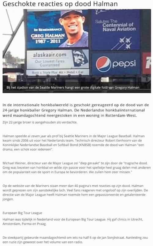 Artikel 'Geschokte reacties op dood Halman' uit  van  dec 
