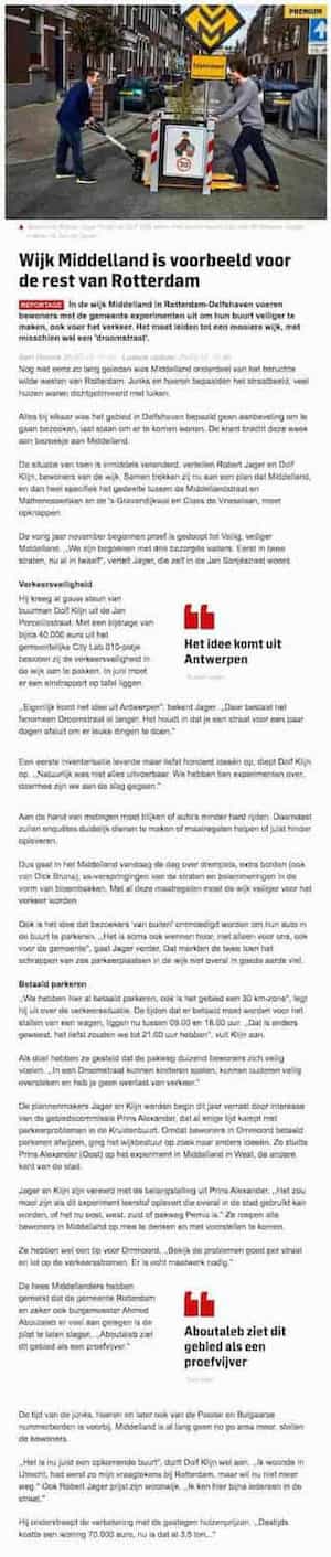 Artikel 'Wijk Middelland is voorbeeld voor de rest van Rotterdam' uit  van  dec 
