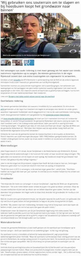 Artikel '‘Wij gebruiken ons souterrain om te slapen en bij hoosbuien loopt het grondwater naar binnen’' uit  van  dec 
